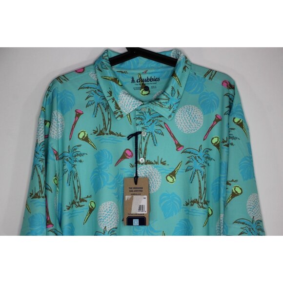 Chubbies Mens 2XL The Bogey Monster AOP Performance Golf Polo Shirt NEW M1067 - Picture 2 of 6